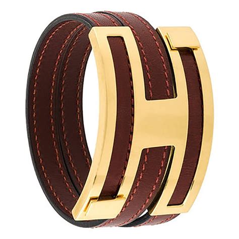 hh hermes logo leather bracelet